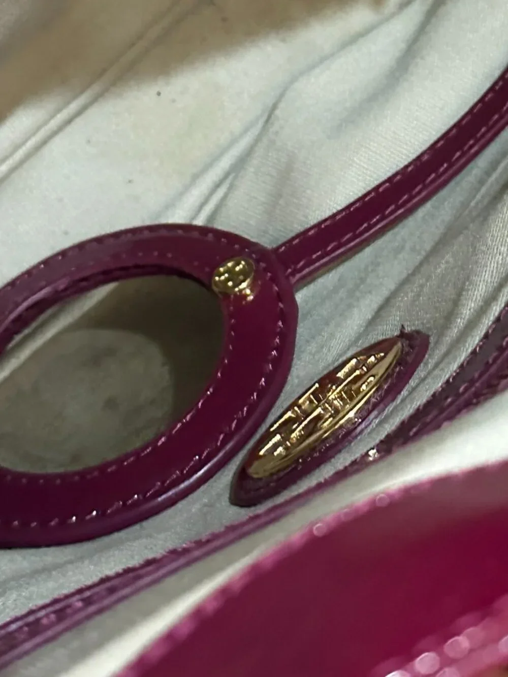 ✨Tory Burch Wine Burgundy Structured Satchel Tote w/ Mirror & Gold Fee - Picture 6 of 12